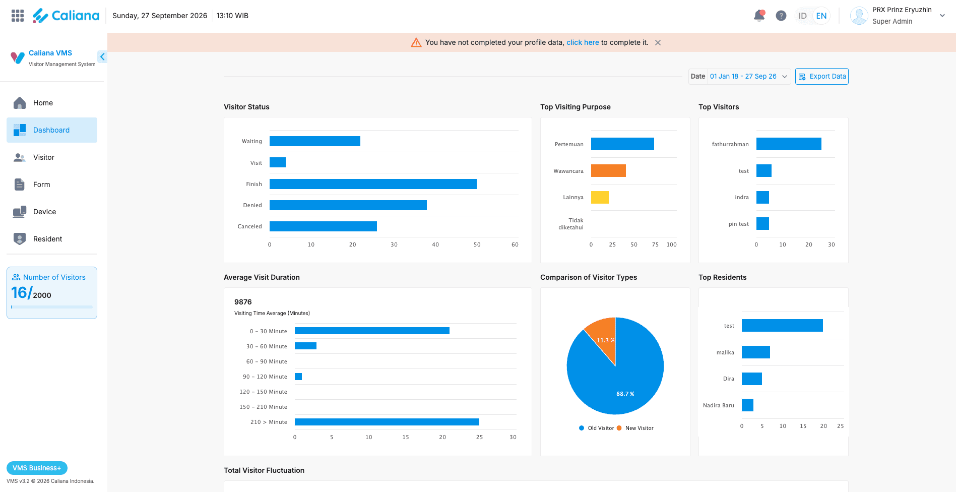 Caliana VMS Backoffice (Visitor Management System Revamp)